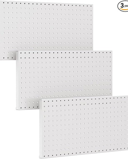 TORACK 3 PCS Metal Pegboard Panels(12x24 inch) for Wall Garage Utility Tools Storage Pegboard for Workbench, Modular Peg Board Tool Organizer Boards(Pack of 3, Grey)