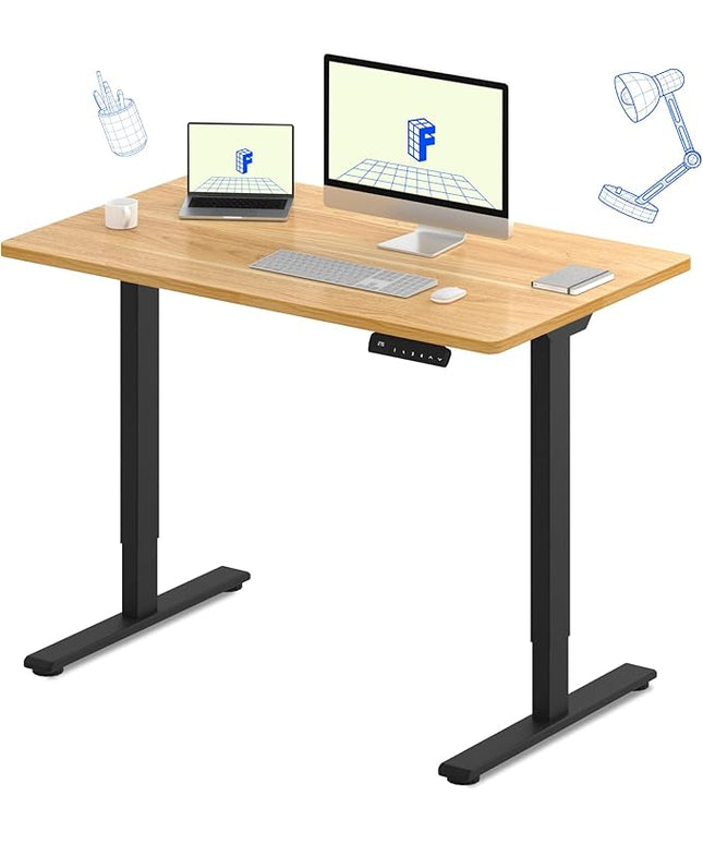 FLEXISPOT E3 Dual Motor Electric Standing Desk 48 x 30 Sit Stand Up Desk, Holds 220 lbs, Adjustable Height w/Memory Presets, One-Piece Maple Desktop & Black Frame, Ships in 2 Boxes