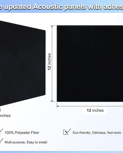 18 Pack Black Acoustic Panels 12"X12"X 0.4"Sound Absorbing Panel Wall Decoration Soundproof Wall Panels High-Density Sound Deadening Panels Acoustic Treatment Panel for Home Studio