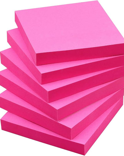 Sticky Notes 3x3 Self-Stick Notes Pads with 6 Bright Colors, Easy to Post for Office, School, Home, 6 Pads/Pack, 100 Sheets/Pad (Red)