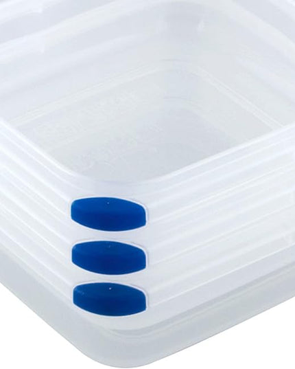 Sterilite Ultra-Seal 4 Cup Square, Airtight Food Storage Container, Latching Lid, Microwave and Dishwasher Safe, Clear With Blue Gasket, 6-Pack