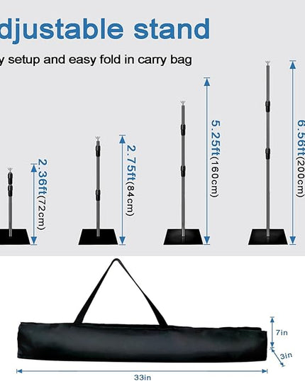 Backdrop Stand, 8x10ft Metal Base Photo Studio Support System, Adjustable Backdrop Frame for Photography, Streaming, Wedding, Projector Screen, Tool Free Setup & Portable Carry Bag