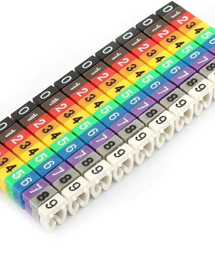 Fafeicy Coded Clip on Wire Markers, Wire Number Labels, Colorful Wire Numbering Marker Tube Cable Marker for Marking(100PCS -4MM 4)