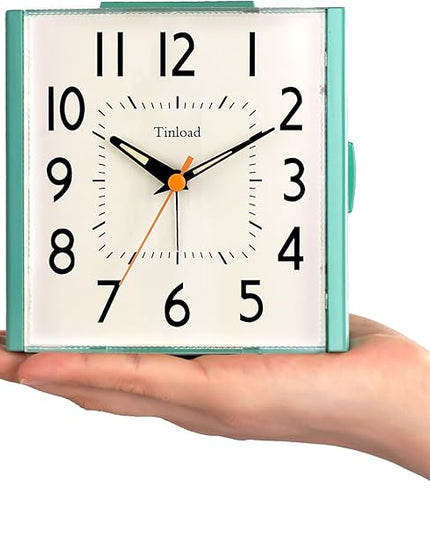 Tinload 4.7" Large Vintage Retro Analog Alarm Clock, Super Silent Non Ticking Clock with Manual Light, Snooze, Battery Operated, Simply Design, for Living Room, Bedroom, Bedside, Desk, Gift Clock