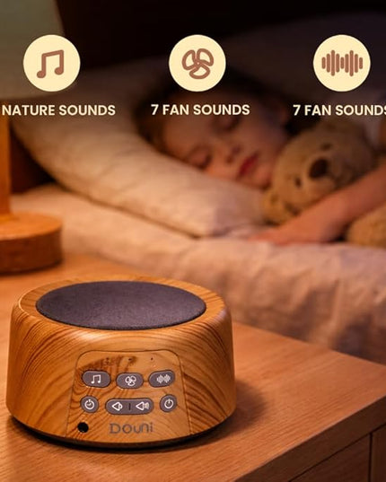 Douni Sleep Sound Machine - White Noise Machine with 27 Soothing Sounds for Sleeping & Relaxation, Timer Settings,Sleep Therapy for Families, Home,Office,Travel.Wood Grain