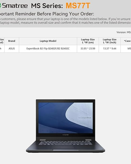 Smatree MS77T Hard EVA Protective Sleeve Case with Stand Compatible for 14 inch ASUS ExpertBook B2 Flip B2402F/B2 B2402C