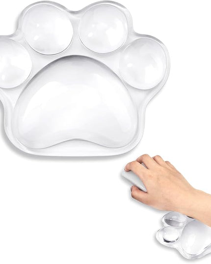Cat Paw Mouse Wrist Rest-White Clear Silicone Palm Rest Support Pad-Ergonomic and Soft Transparent Wrist Pain Relief for Office Home Desk Computer