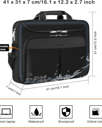 15.6-16.2 inch Waterproof Protective Laptop Messenger Briefcase with Adjustable Shoulder Strap Men Women Travel/Business Bag Compatible with Macbook Pro 16 inch A2141/A2485