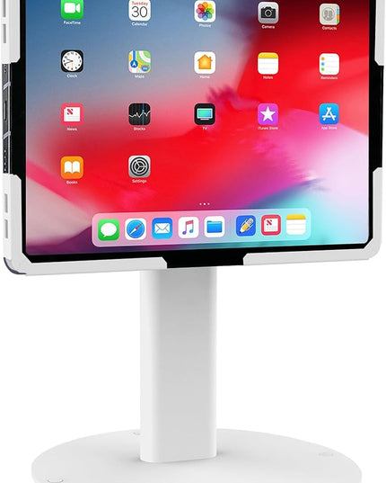 Mount-It! Universal Tablet Stand with Tilt, Anti-Theft Retail iPad POS Kiosk Stand, Fits Tablets from 9.7" to 13" Screen Size, 90° Rotation for Portrait and Horizontal Viewing, Durable Steel, White