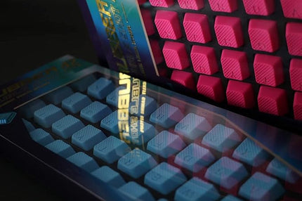 TAI-HAO 42 Rubber Gaming Keycaps Compatible with All MX Types Keyboards - Neon Pink