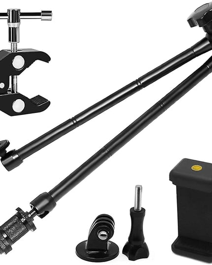 20" Magic Arm Clamp Kit with 1/4" & 3/8" Thread Clamp,Adjustable Friction arm- Articulating arm,with/Phone Clip/Tripod Mount Adapter,for Action Camera/DSLR/LCD Monitor/LED Lights/Cell Phone