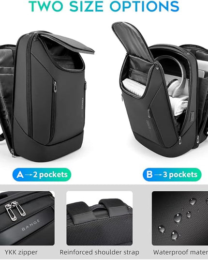 BANGE Business Smart Backpack Waterproof fit 15.6 Inch Laptop Backpack with USB Charging Port,Travel Durable Backpack