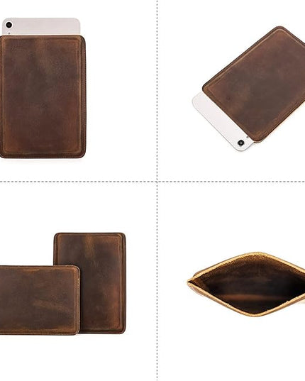 Top Grain Leather 8.3" Slim Tablet Case Protector, Solid Minimalist Vintage Design, Handmade, Compatible with 8.3" iPad mini 6 iPad mini 7.9" A1599 A1600 A1538 A1550 A2133, Coffee 8.3 Inch