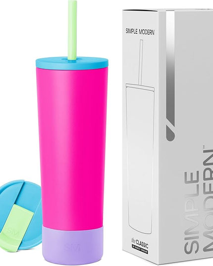 Simple Modern Insulated Tumbler with Lid, Straw, & Boot | Iced Coffee Cup Reusable Stainless Steel Water Bottle Travel Mug | Gifts for Women Men Her Him | Classic Collection | 28oz | 80s Mix