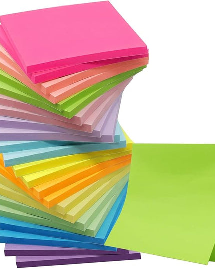 (24 Pack) Sticky Notes 3x3 in Post, 12 Bright Colors Sticky Note Self-Stick Notes Pads,Strong Adhesive, Easy to Post for Home, Office, Notebook