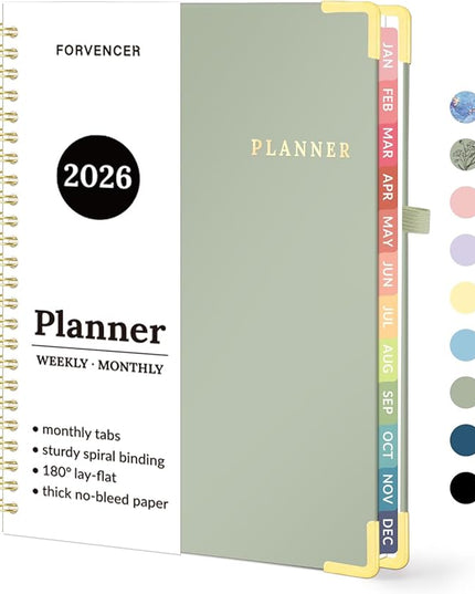 2026 Planner, Forvencer Calendar Planner Weekly and Monthly, Jan 2026-Dec 2026, 6" X 8", Hardcover Agenda Book, Daily Journal Organizer with Inner Pocket, Notebook for Office School, A5, Green