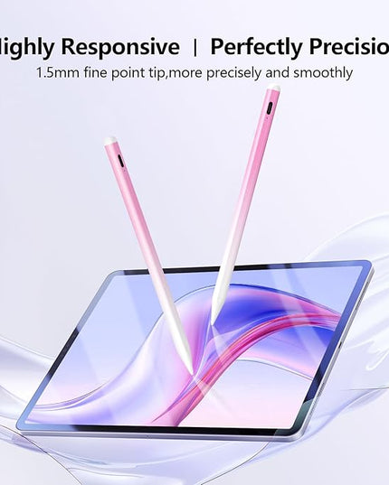 Stylus Pen for iPad 6th-11th Generation-2X Fast Charge Active Pencil Compatible with 2018-2025 Apple iPad Pro 11"/12.9"/M4, iPad Air 3/4/5/M2/M3,iPad mini 5/6 Gen-Gradient White Pink