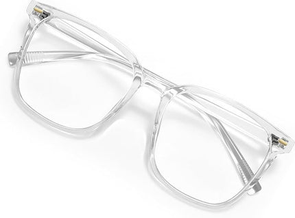 MACJERO Oversized Square Blue Light Blocking Glasses for Women Men, Anti-Fatigue Computer Monitor Gaming Glasses Reduce Eye Strain(transparent)