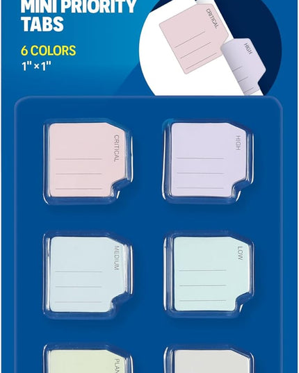 Redi-Tag Mini Priority Tabs, Small Flags for Journals and Notebooks, Small Sticky Notes, School & Office Supplies, Adhesive Tabs for Organization, 150 per Pack, 6 Assorted Colors, 1" x 1" (1009678)