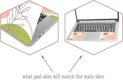 Laptop Skin Sticker Decal Cover, 11.6”12" 13" 13.3" 14" 15" 15.4" 15.6" Laptop Netbook Vinyl Skins Sticker Notebook Protector (2 Wrist Pad Included), Removable Reusable, Easy to Apply, Pink Rose