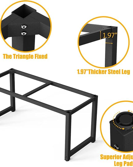 NSdirect 63" Large Computer Desk,Modern Simple Style PC Table Office Desk Wide Workstation for Study Writing,Gaming and Home Office,Extra 1" Thicker Wooden Tabletop and Black Metal Frame,White+Black