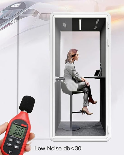 Quiet Meeting Pod with Acoustic Panels, Office Soundproof Booth with Furniture, Portable Removable Working Booth for Private Phone Calling, Study, Individual Seater Personal Office H92in W43in D40in