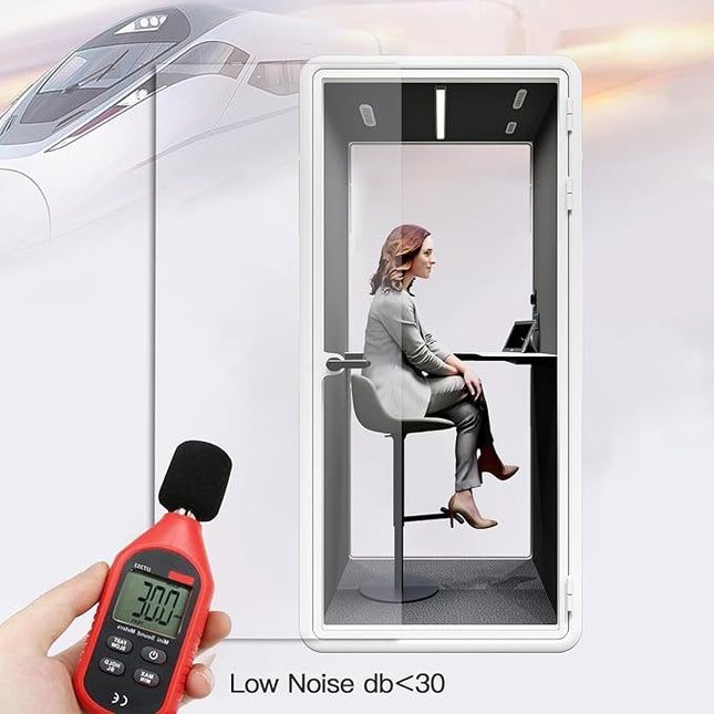 Quiet Meeting Pod with Acoustic Panels, Office Soundproof Booth with Furniture, Portable Removable Working Booth for Private Phone Calling, Study, Individual Seater Personal Office H92in W43in D40in