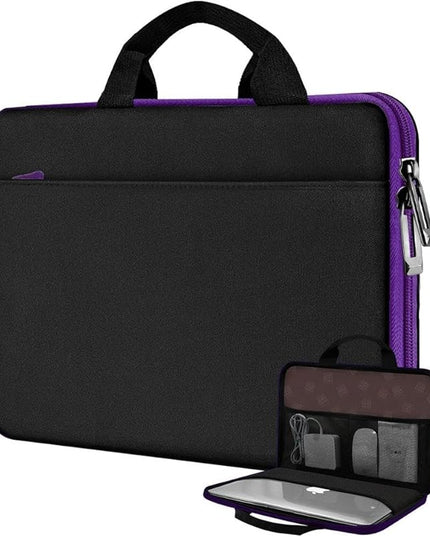 Hseok Laptop Case 13.3-14 inch Briefcase Handbag, Water-Resistant and Shockproof Computer Sleeve Compatible with MacBook Pro 14", Mac Air/Pro 13.3" and 13"-14" Notebooks Chromebooks,Black-Purple