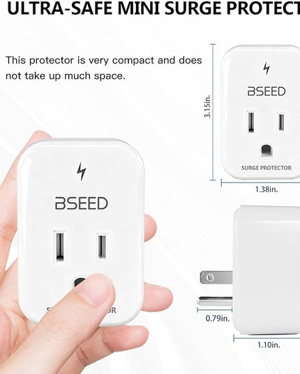 BSEED 1620 Joules Single Outlet Surge Protector, 1800W Mini Surge Protector for Refrigerator, PC, TV, Xbox, PS5, Home Appliances, Voltage Protector with LED Indicator, 120V, 6 Pack