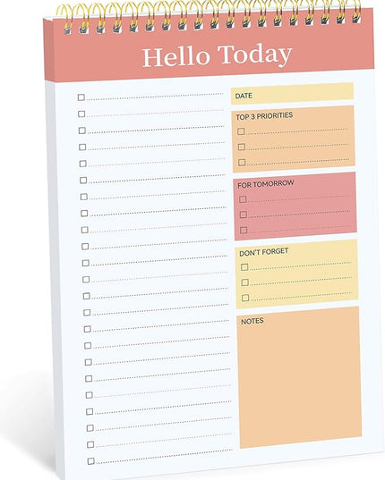Taja To Do List Notepad - To Do List Notebook for Work with 52 Sheets, 9.8" x 6.5", Undated Daily Planner Perfect for Daily Tasks and Goal Setting, Notepad Suitable for Office, Home & School - Pink