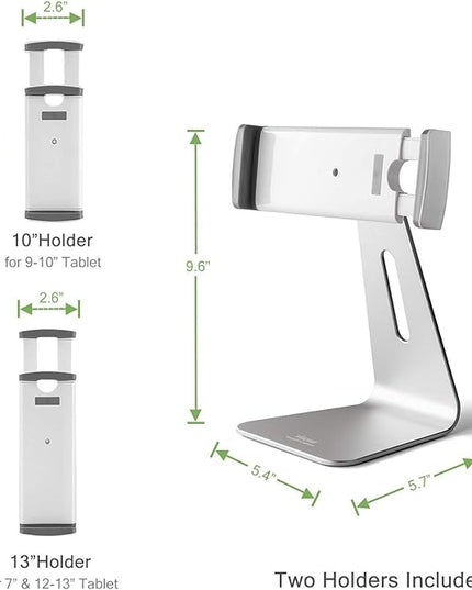 Viozon iPad Pro Stand, Tablet Stands 360° Rotatable Aluminum Alloy Desktop Mount Stand Compatible with 7-13inch iPad Pro iPadAir iPad Mini Surface and Surface Pro (Silver General)