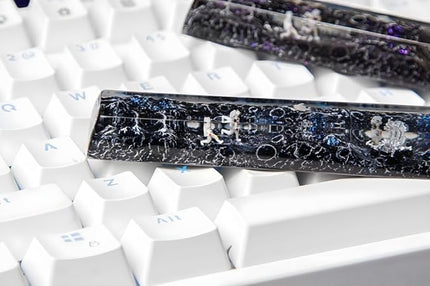 Blue Spaceship Astronaut Galaxy Artisan Spacebar Keycap SA Profile Custom Spacebar 6.25U Keycaps Handmade Gaming Resin Key Cap Cherry MX Switch Compatible Mechanical Keyboard Space Lover Gift