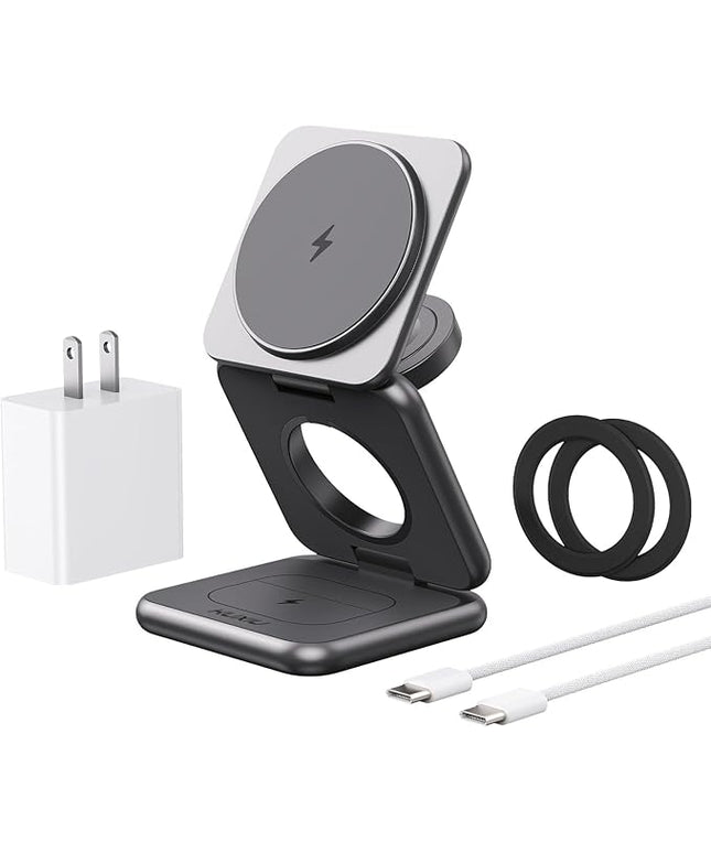 KU XIU Wireless Charger for Samsung,Zinc Alloy Foldable 3 in 1 Wireless Charging Station for Samsung Galaxy S25 Ultra S24 S23 S22 Note Z Fold 7 Flip/Buds,Fast Charger for Galaxy Watch Ultra 8 7 6 5 4