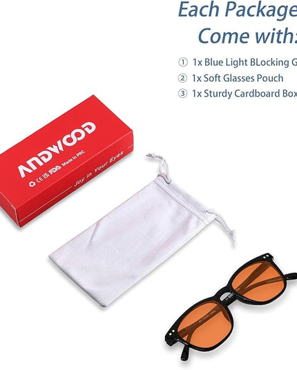 ANDWOOD Blue Light Blocking Glasses Women Men Computer Small Face Clear Bluelight Blocker Eyeglasses Frame