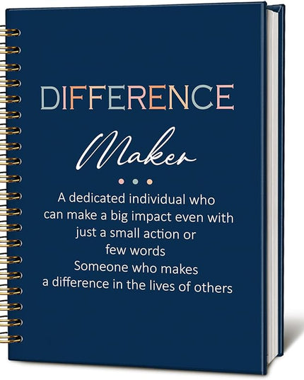 Difference Maker Gift Notebook Journal, Appreciation Gifts for Coworkers Teacher Mentor Boss Coach, Coworker Gifts, Thank You Gifts for Women Men Spiral Notebook 5.5x8.3 Inch(Navy blue)