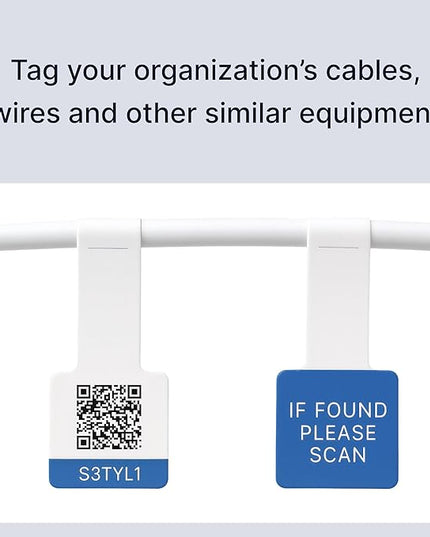 Cable Labels for Thick Cables - 100 Pack Heavy Duty Wrap-Around QR Code Stickers - Asset Tags for IT Cable Management