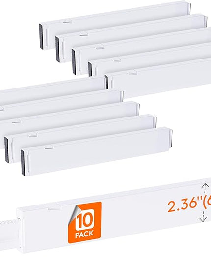 Lifewit 10 Pack Kitchen Drawer Dividers 2.36" High, 16"-22" Adjustable Drawer Organizer for Utensils/Clothes/Makeup, Plastic Expandable Separators in Dresser/Bedroom/Bathroom/Office Storage