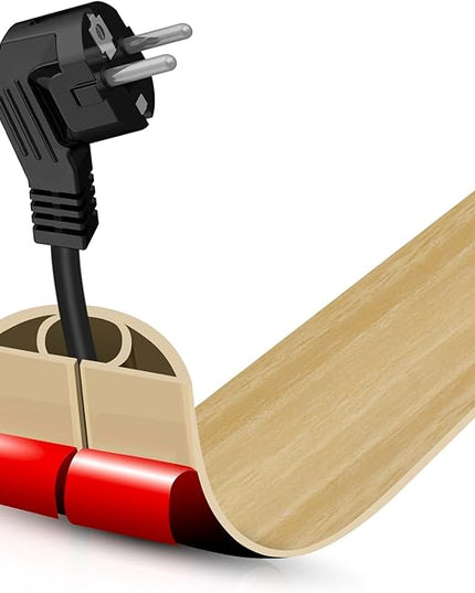 Floor Cord Cover Self Adhesive Cord Hider,3.3FT Cable Management, Extension Strip Protector for Wires, Prevent Cable Trips for Offices, Gyms, Exhibitions Cavity:0.39"(W) x0.27(H) WoodLightyellow
