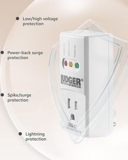 Ludger Power Surge Protector (LUDX-AC), ETL Certified, Reliable Protection, 4-Minute Safety Cycle, 3 Modes LED Indicator, 2/3 Prong Outlets, Fire-Resistant