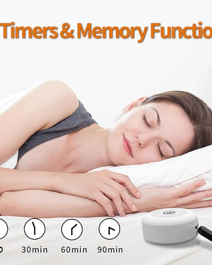Sleepbox Sleep Sound Machine Portable Noise Machine with 30 Soothing Sounds 4 Timer Memory Function Rechargeable Battery 32 Volume Levels for Sleeping Traveling Relaxing for Baby Kids Adults (White)