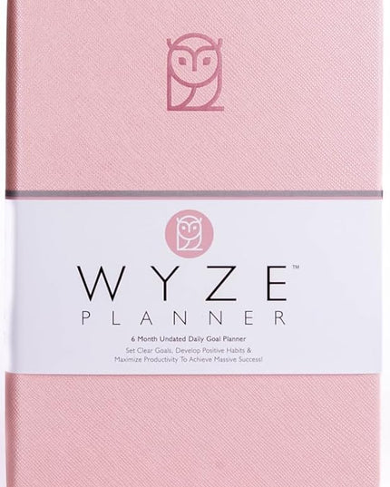 Undated Daily Planner – 6-Month A5 Productivity Organizer with Full Page Per Day, Hourly Schedule, Goal Setting, Habit Tracker, Weekly & Monthly Pages – Hardcover Time Management Notebook (Pink)