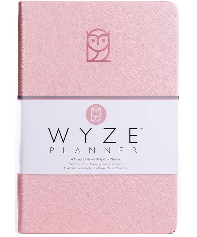Undated Daily Planner – 6-Month A5 Productivity Organizer with Full Page Per Day, Hourly Schedule, Goal Setting, Habit Tracker, Weekly & Monthly Pages – Hardcover Time Management Notebook (Pink)