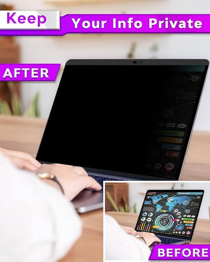 PYS macbook air 13 inch privacy screen Compatible with MacBook Air 13.3'(Released in 2018-2021: A1932,A2179,A2337)-Anti Glare，Webcam Cover Slider，Provide Privacy, Ultra Slim，Easy On