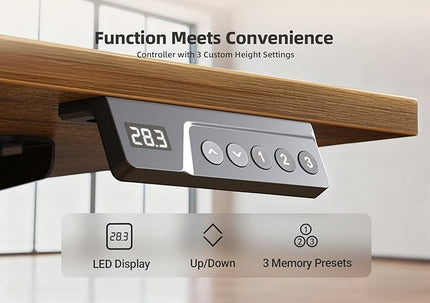 YDN Electric Standing Desk Adjustable Height, 40 x 24 Inches Stand up Desk with Cable Management, Home Office Desks with Splice Board & Black Frame, Rustic Brown Top