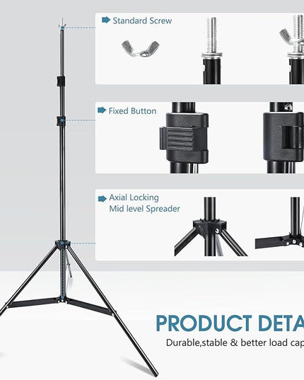 Photo Video Studio 10x7Ft (WxH) Adjustable Background Stand Backdrop Support System Kit with Carry Bag