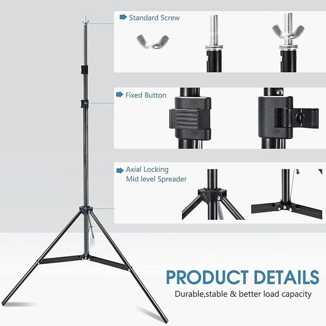 Photo Video Studio 10x7Ft (WxH) Adjustable Background Stand Backdrop Support System Kit with Carry Bag