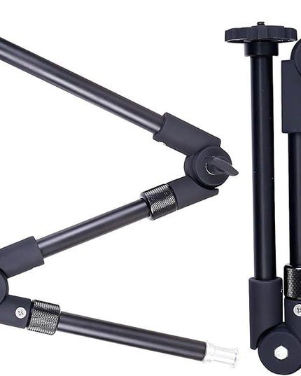 24.8in 3-Section Adjustable Friction Power Articulating Magic Arm, Overhead Camera Mount Bracket with 1/4" Screw, 3/8" Thread Hole and 5/8” Stud for Camera, LCD Monitor/LED Lights