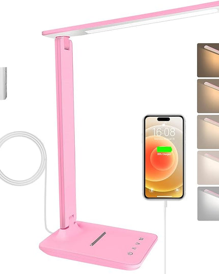 shinelife LED Desk Lamp for Office Home (Black) (Pink)