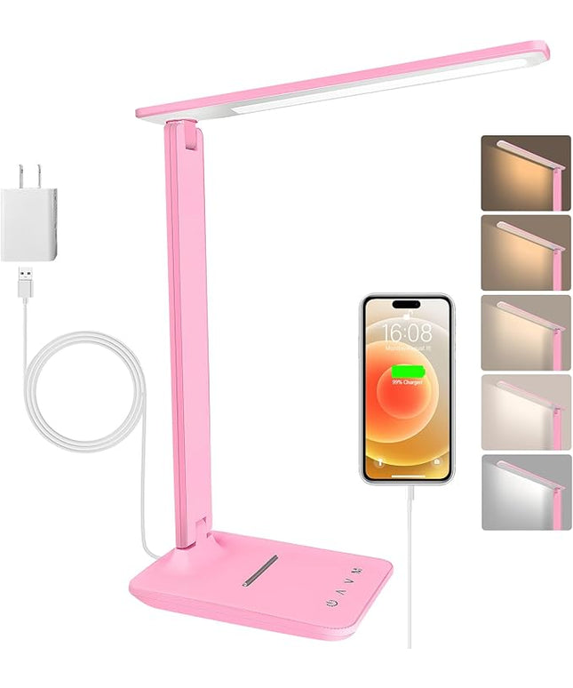 shinelife LED Desk Lamp for Office Home (Black) (Pink)