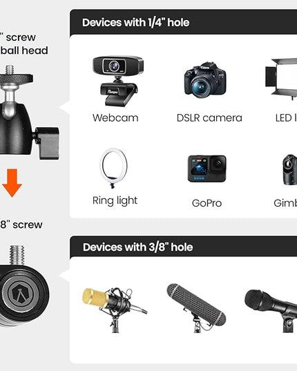 TARION Modular Desktop Camera Mount - 19"/48 cm DSLR Desk Arm with 1/4" Screw Ballhead 360 Degrees Adjustable - Compatible with 35 mm Rods - Titanrig Arm Z
